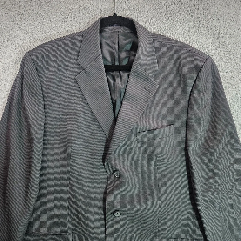 Ralph Lauren Suit Blazer Sport Coat Men 44L 100% Wool Textured‎ Gray